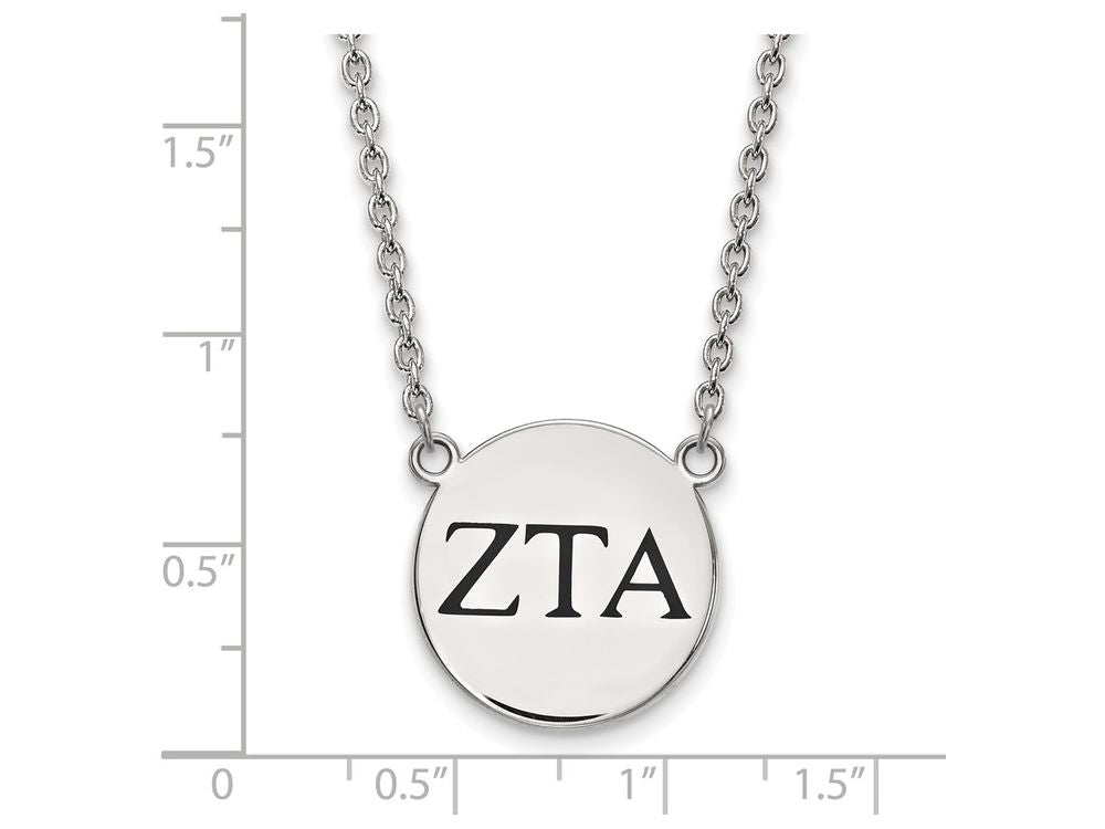 LogoArt Sterling Silver Zeta Tau Alpha Small Enameled Pendant Necklace With 18 Inch