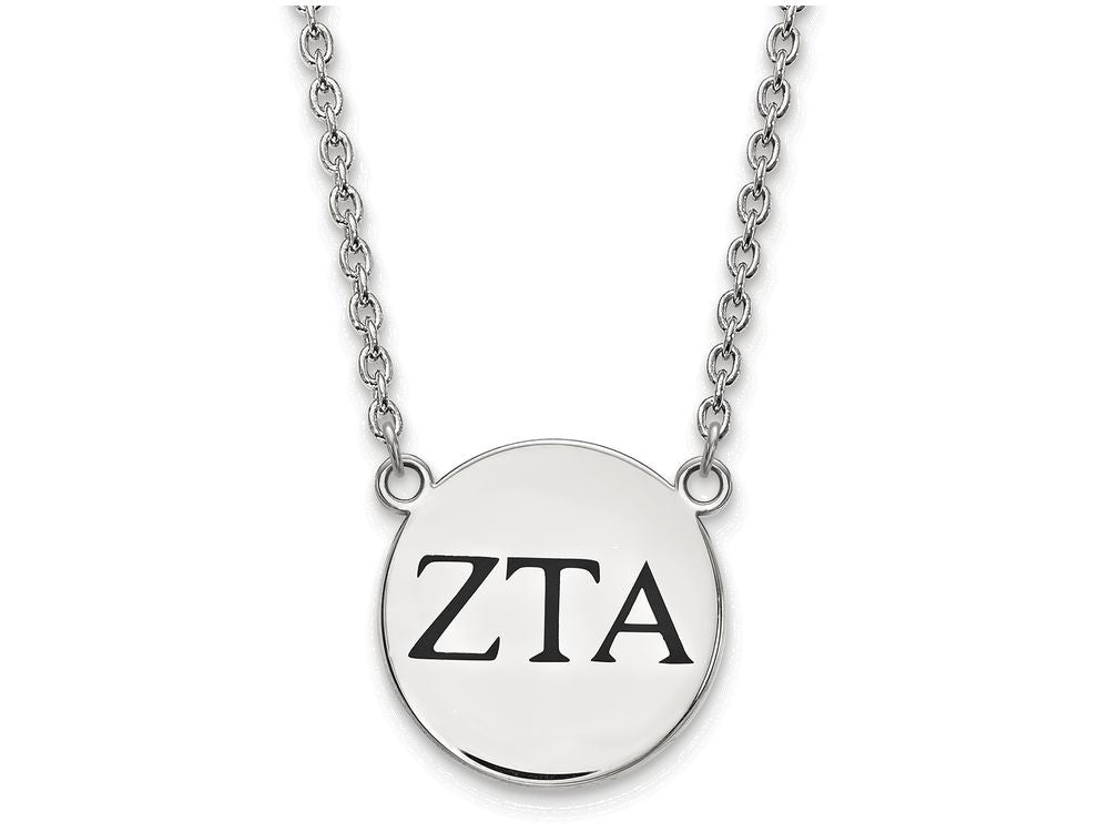 LogoArt Sterling Silver Zeta Tau Alpha Small Enameled Pendant Necklace With 18 Inch