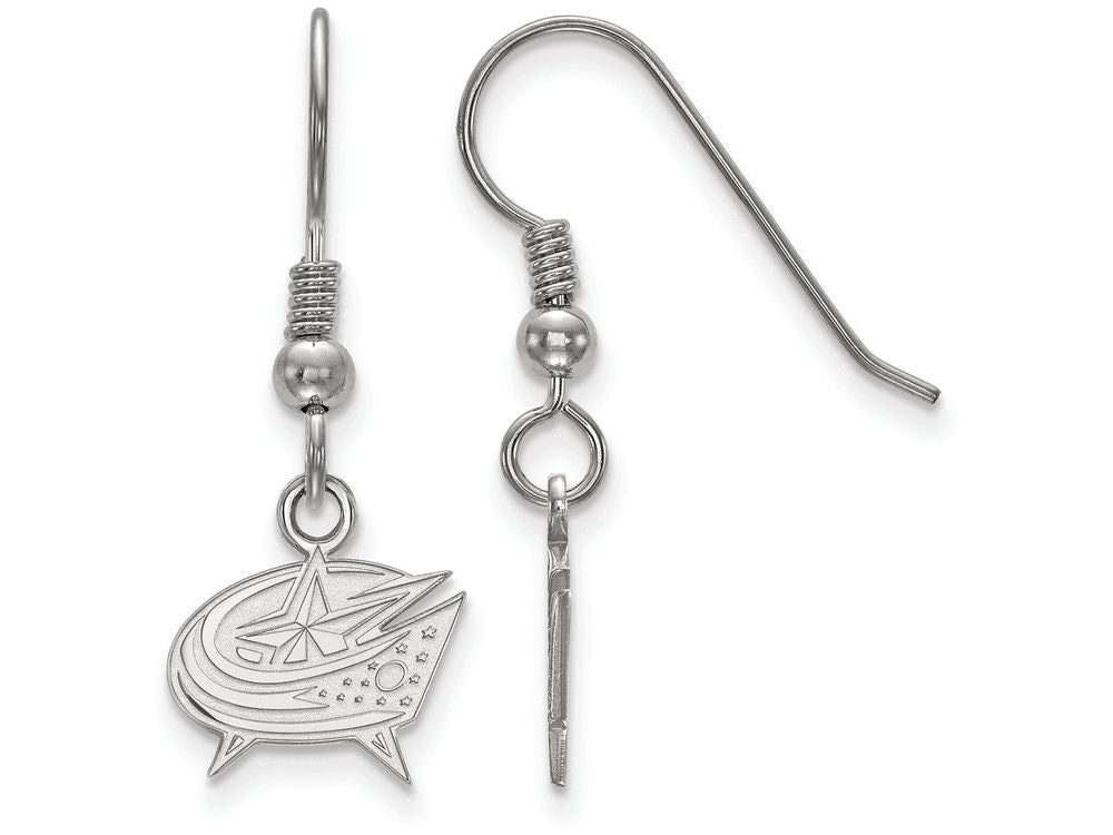 Logoart 925 Sterling Silver Columbus Blue Jackets Extra Small Dangle Earrings Wire