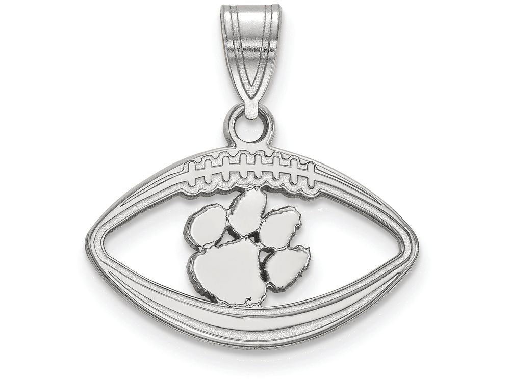 LogoArt Sterling Silver Clemson University Pendant Necklace In Football