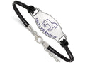 Logoart 925 Sterling Silver Delta Phi Epsilon Enameled Oval Black Leather Bracelet