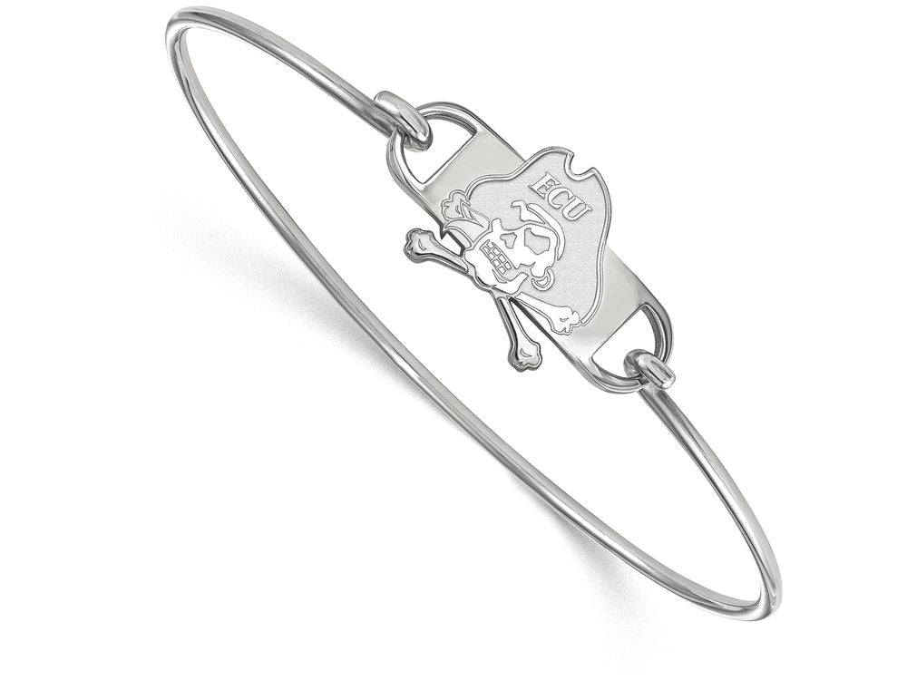 LogoArt Sterling Silver East Carolina University Small Ctr Wire Bangle