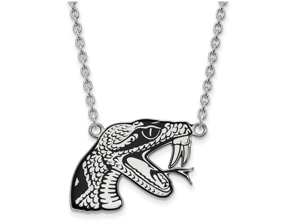 LogoArt Sterling Silver Florida Aandm University Large Enamel Pendant Necklace