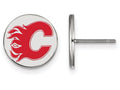 LogoArt Sterling Silver Calgary Flames Small Enamel Disc Earrings