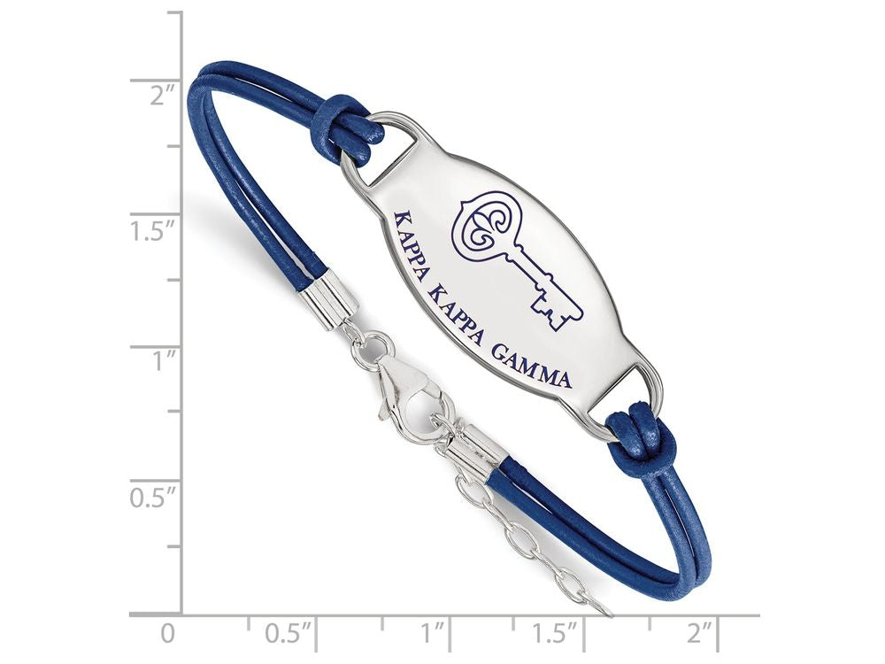 LogoArt Sterling Silver Kappa Kappa Gamma Enameled Leather Bracelet
