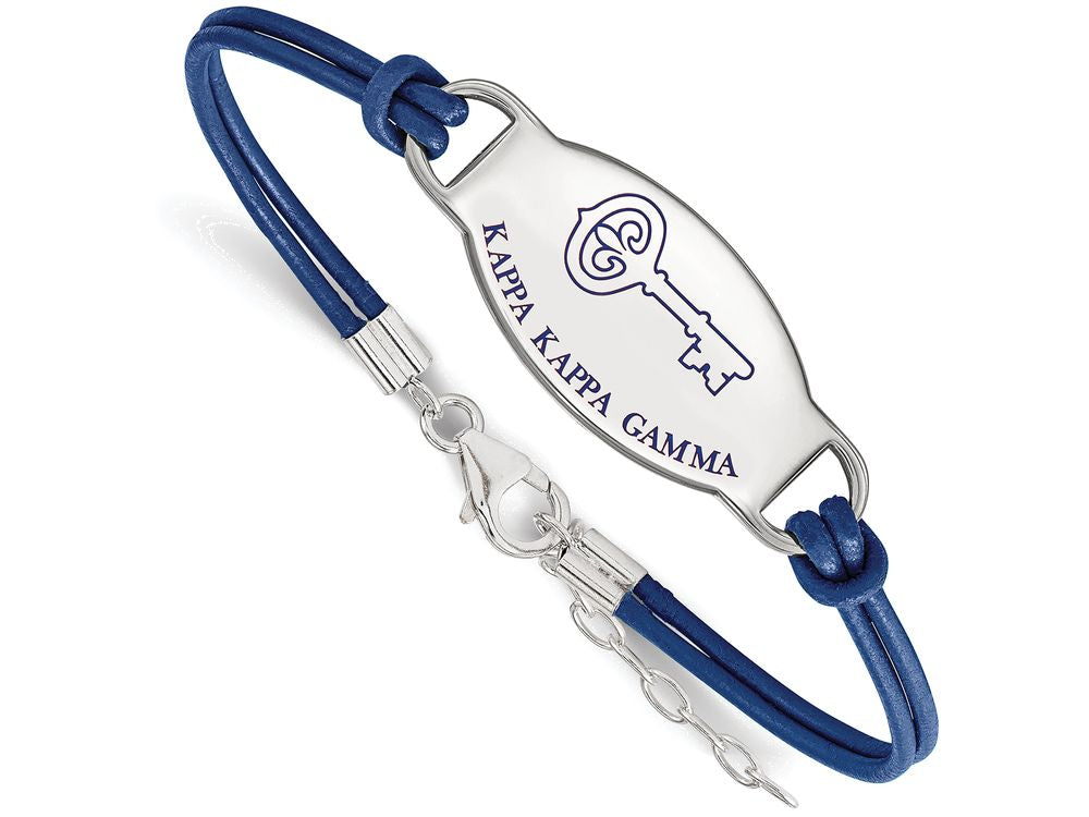 LogoArt Sterling Silver Kappa Kappa Gamma Enameled Leather Bracelet