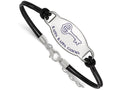 Logoart 925 Sterling Silver Kappa Kappa Gamma Enameled Black Leather Bracelet