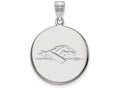 LogoArt Sterling Silver Longwood University Large Disc Pendant Necklace