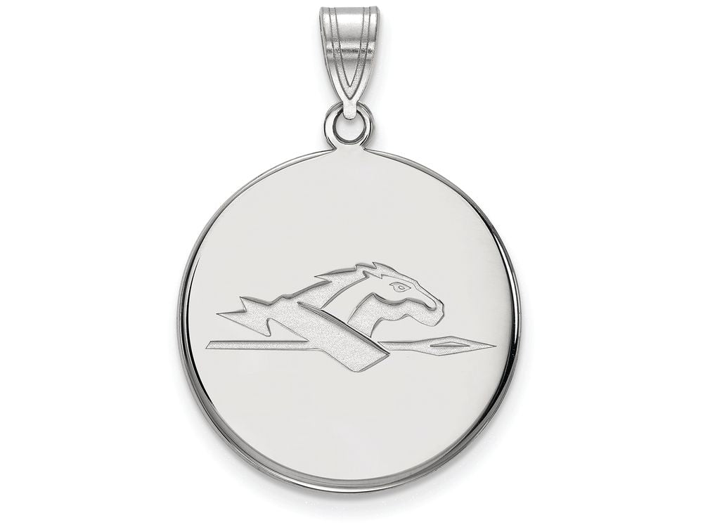 LogoArt Sterling Silver Longwood University Large Disc Pendant Necklace
