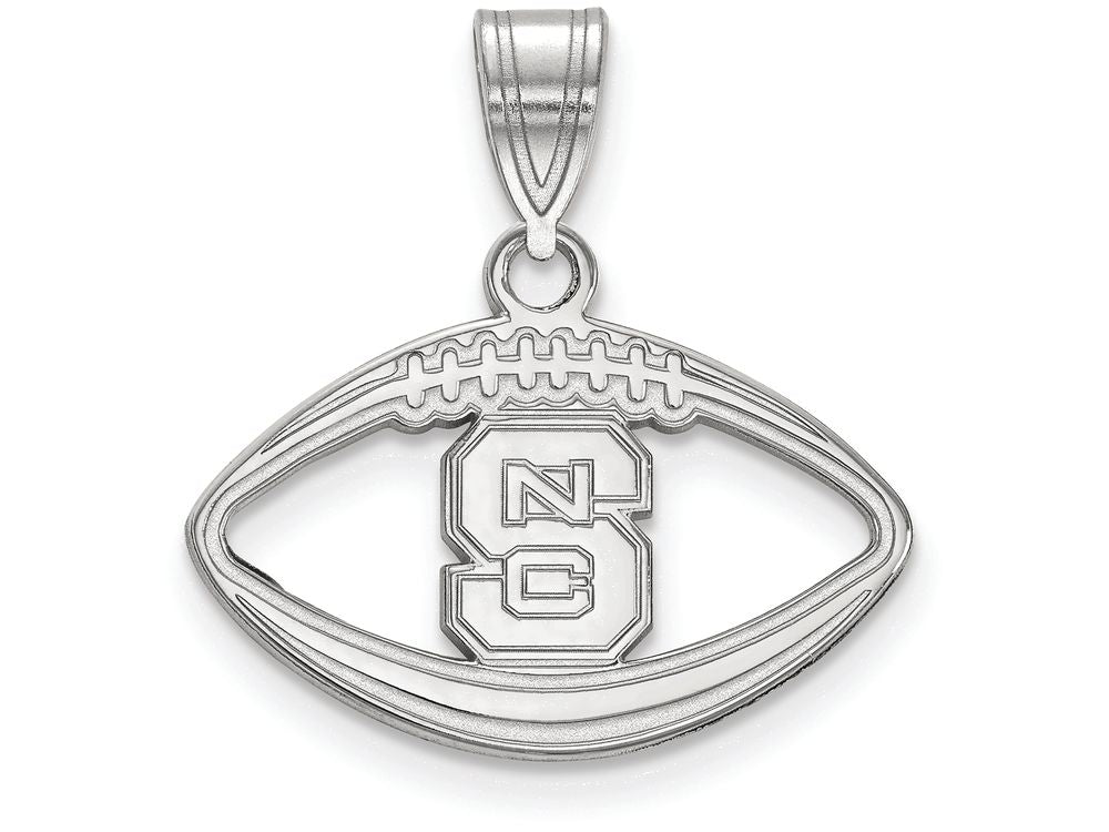 LogoArt Sterling Silver North Carolina State University Pendant Necklace In Football