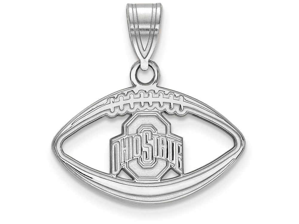 LogoArt Sterling Silver Ohio State University Pendant Necklace In Football
