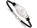 Logoart 925 Sterling Silver Sigma Kappa Enameled Oval Black Leather Bracelet