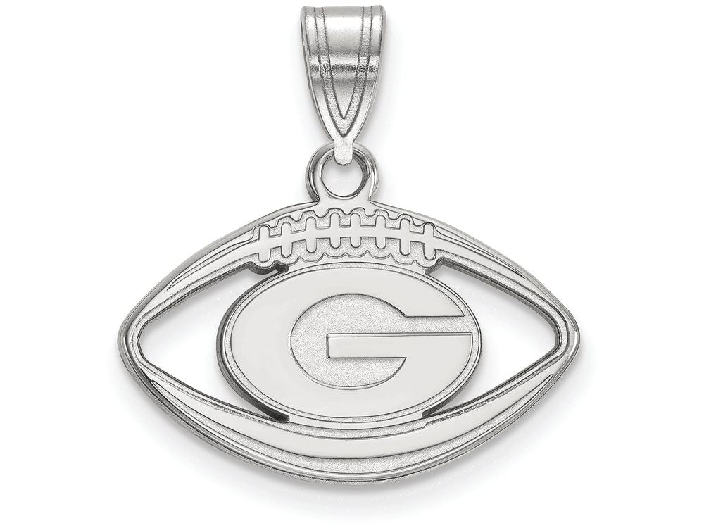 LogoArt Sterling Silver University Of Georgia Pendant Necklace In Football