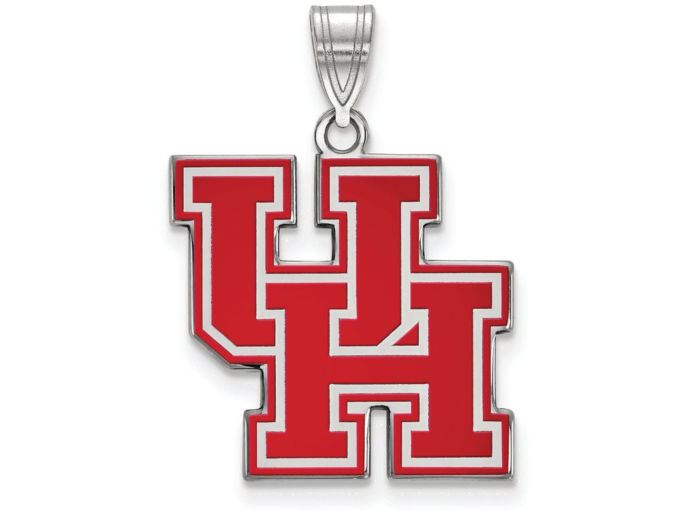 LogoArt Sterling Silver University Of Houston Large Enamel Pendant Necklace