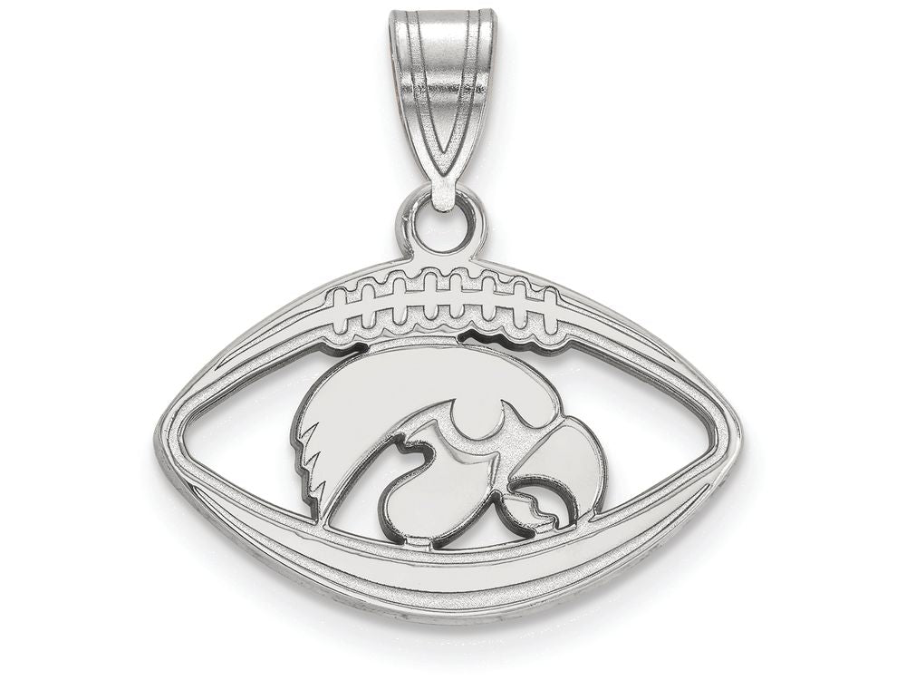 LogoArt Sterling Silver University Of Iowa Pendant Necklace In Football