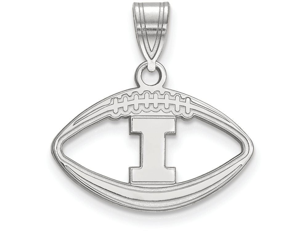 LogoArt Sterling Silver University Of Illinois Pendant Necklace In Football