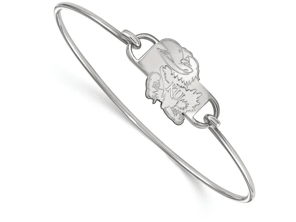 LogoArt Sterling Silver University Of Kansas Small Ctr Wire Bangle