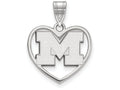 LogoArt Sterling Silver Michigan (univ Of) Pendant Necklace In Heart