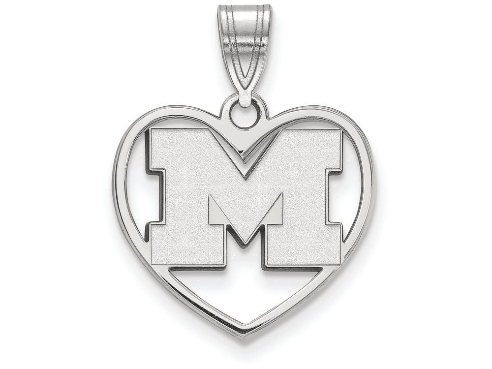 LogoArt Sterling Silver Michigan (univ Of) Pendant Necklace In Heart