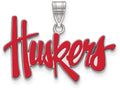 LogoArt Sterling Silver University Of Nebraska Large Enamel Pendant Necklace