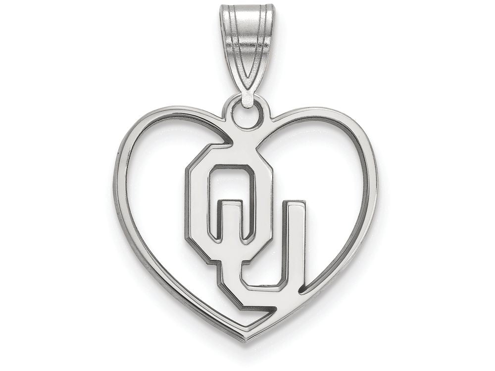 LogoArt Sterling Silver Oklahoma Pendant Necklace In Heart