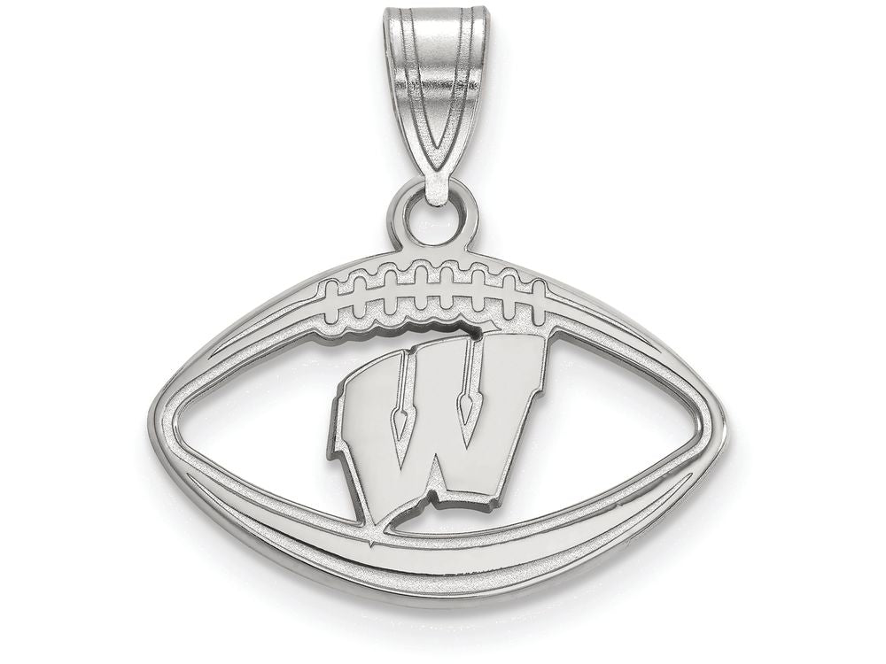 LogoArt Sterling Silver University Of Wisconsin Pendant Necklace In Football