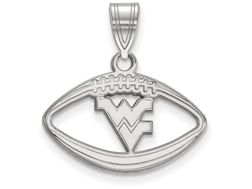 LogoArt Sterling Silver West Virginia University Pendant Necklace In Football