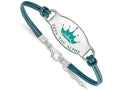 LogoArt Sterling Silver Zeta Tau Alpha Enameled Oval Leather Bracelet