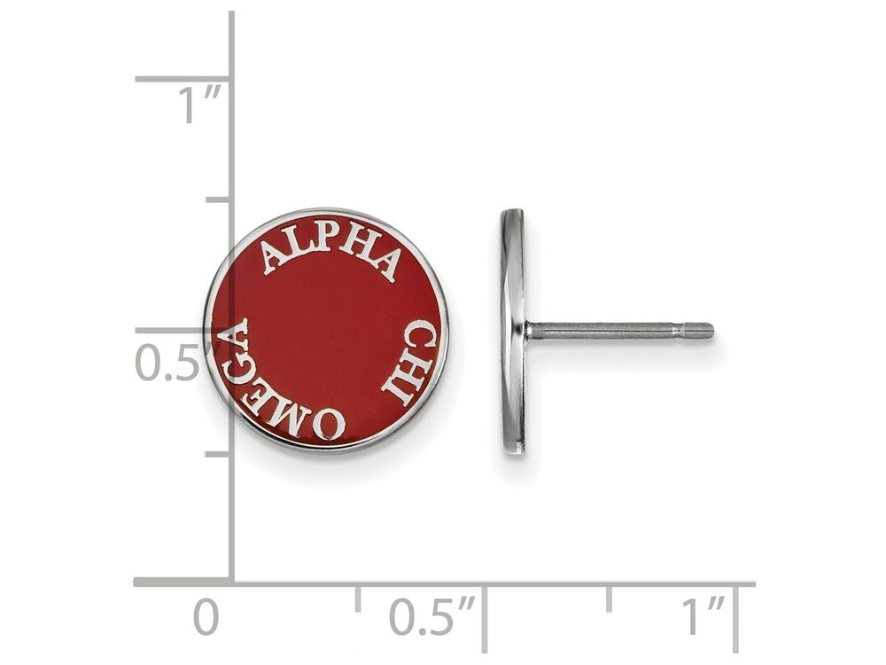 LogoArt Sterling Silver Alpha Chi Omega Enameled Post Earrings