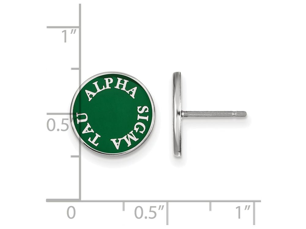 LogoArt Sterling Silver Alpha Sigma Tau Enameled Post Earrings