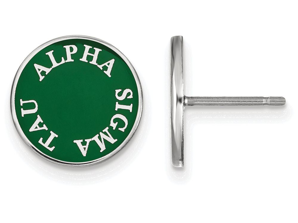 LogoArt Sterling Silver Alpha Sigma Tau Enameled Post Earrings