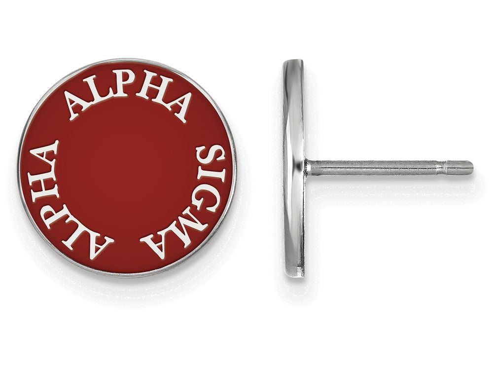 LogoArt Sterling Silver Alpha Sigma Alpha Enameled Post Earrings