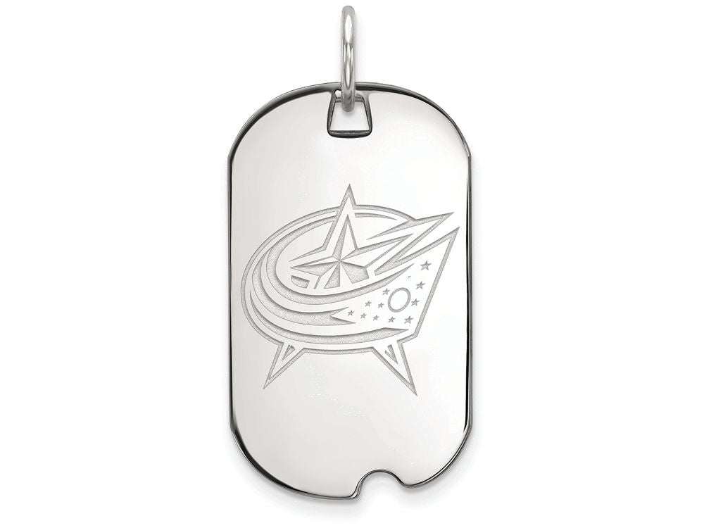 Logoart 925 Sterling Silver Columbus Blue Jackets Small Dog Tag Pendant Necklace