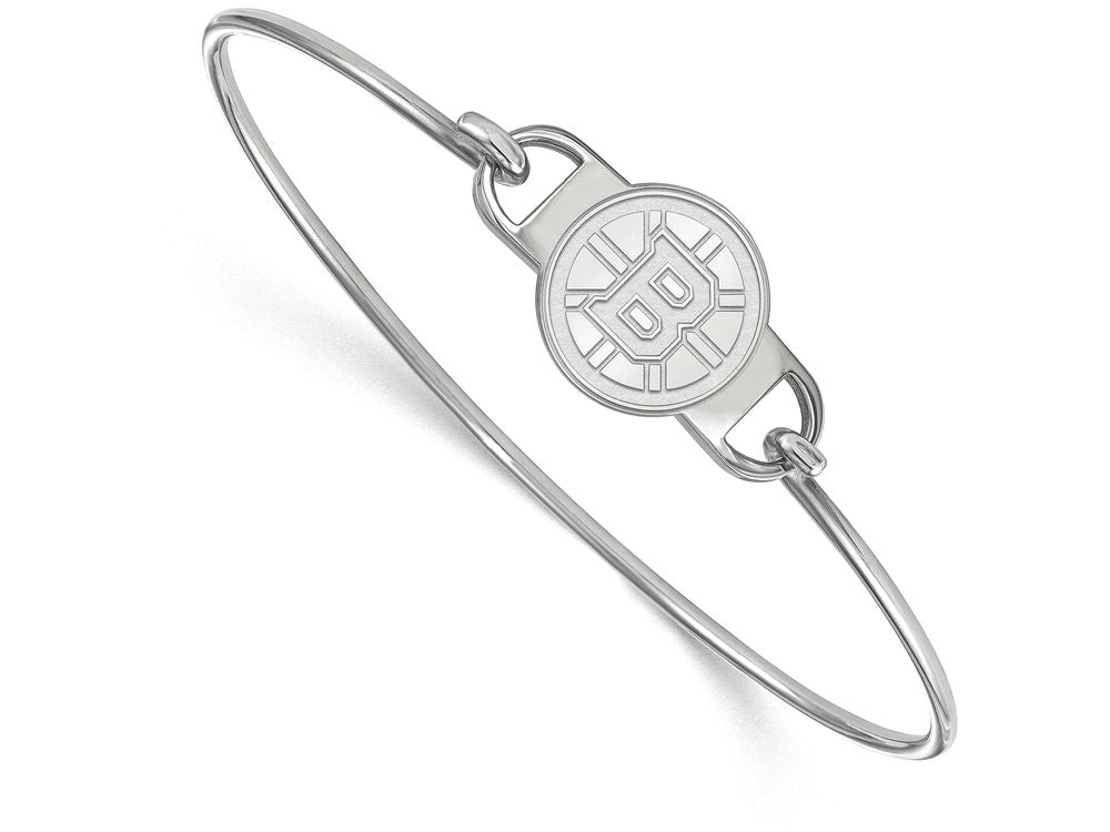 LogoArt Sterling Silver Boston Bruins Small Ctr Wire Bangle