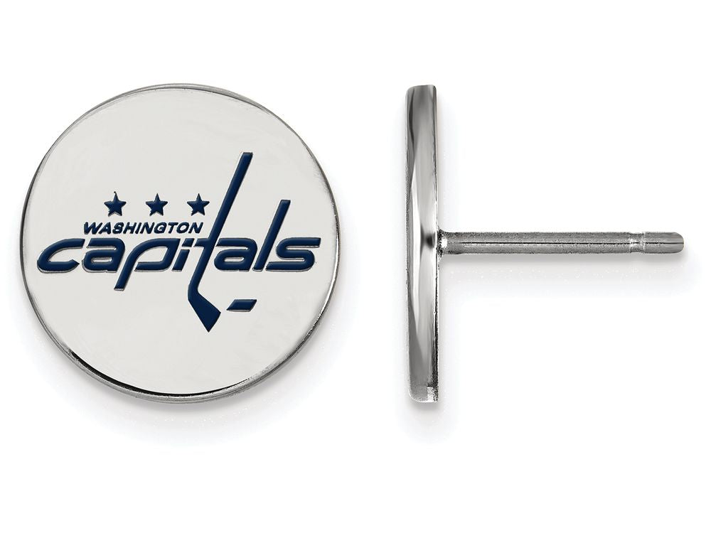 LogoArt Sterling Silver Washington Capitals Small Enamel Disc Earrings