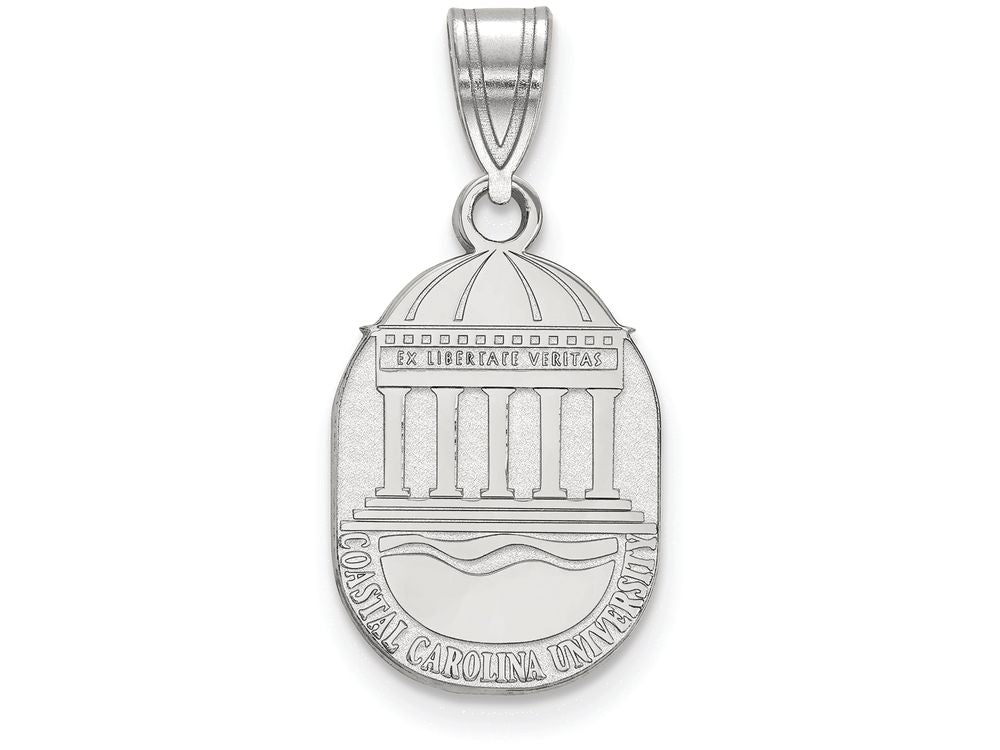 LogoArt Sterling Silver Coastal Carolina University Medium Crest Pendant Necklace