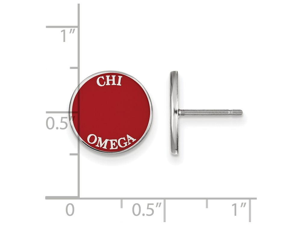 LogoArt Sterling Silver Chi Omega Enameled Post Earrings