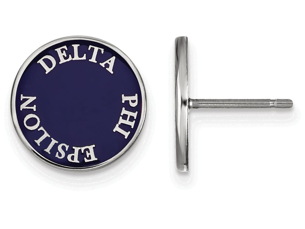LogoArt Sterling Silver Delta Phi Epsilon Enameled Post Earrings