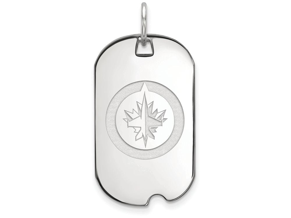 Logoart 925 Sterling Silver Winnipeg Jets Small Dog Tag Pendant Necklace