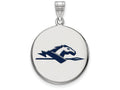 LogoArt Sterling Silver Longwood University Large Enamel Disc Pendant Necklace