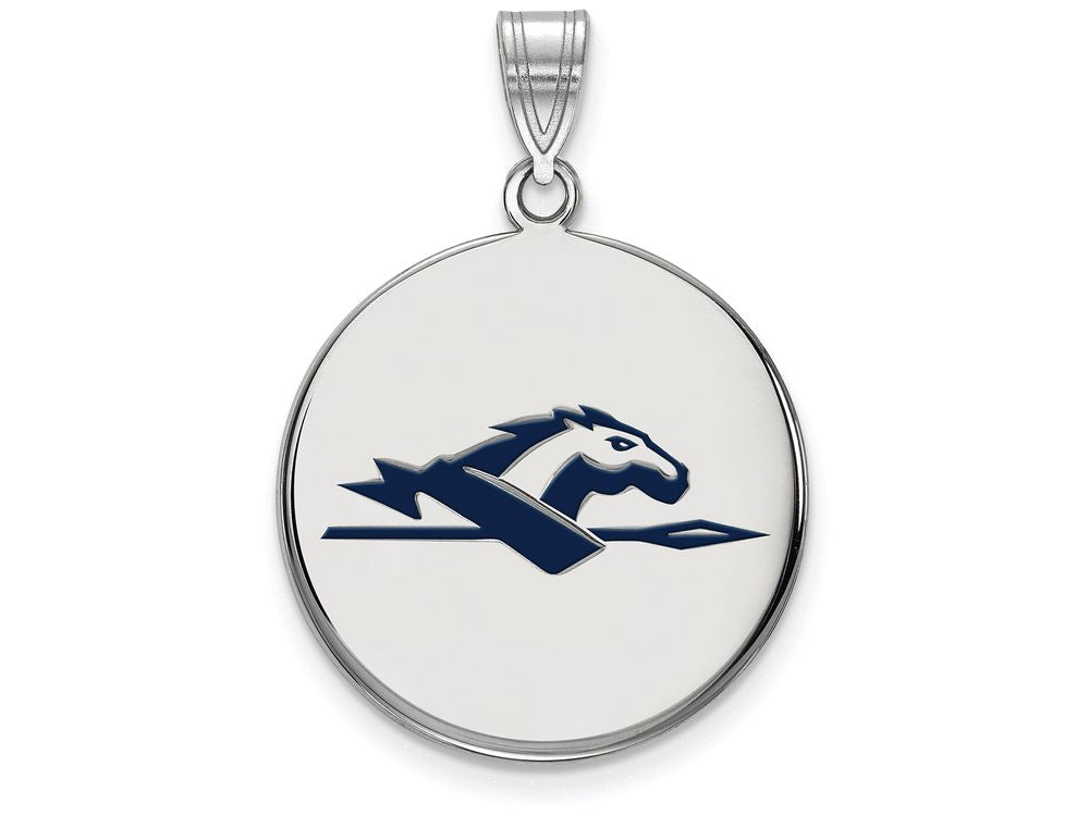 LogoArt Sterling Silver Longwood University Large Enamel Disc Pendant Necklace
