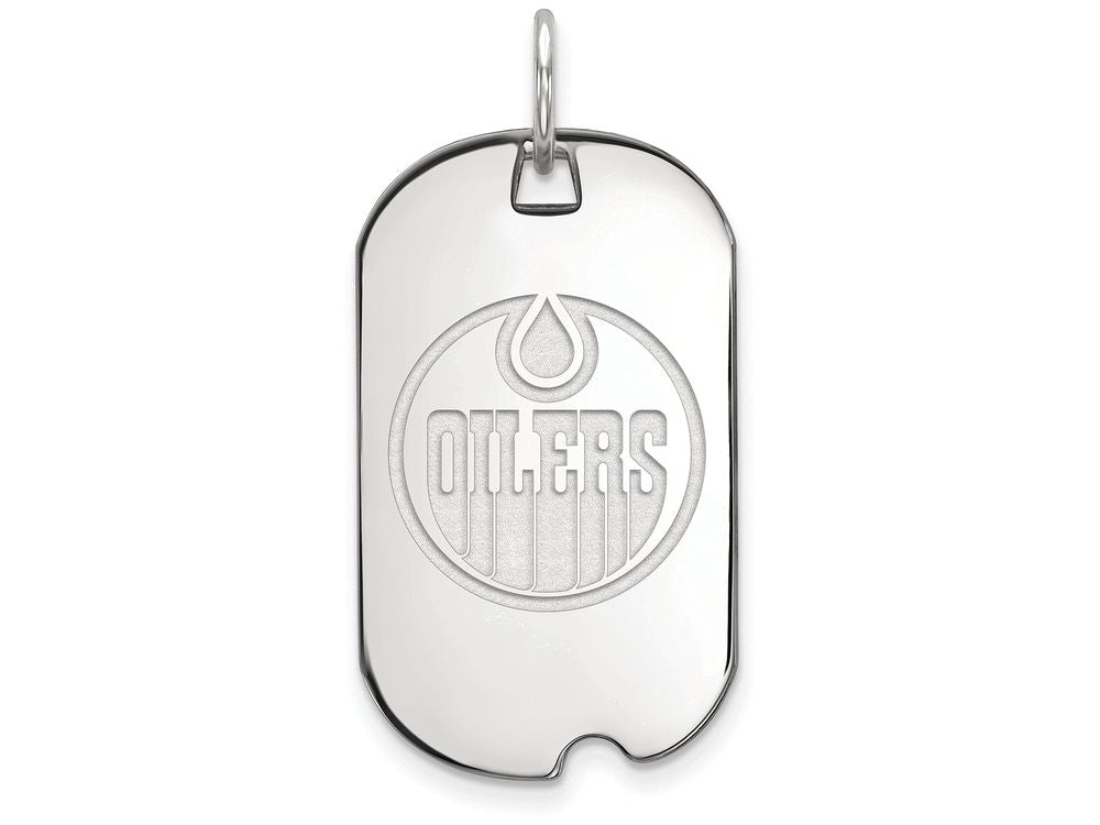 Logoart 925 Sterling Silver Edmonton Oilers Small Dog Tag Pendant Necklace