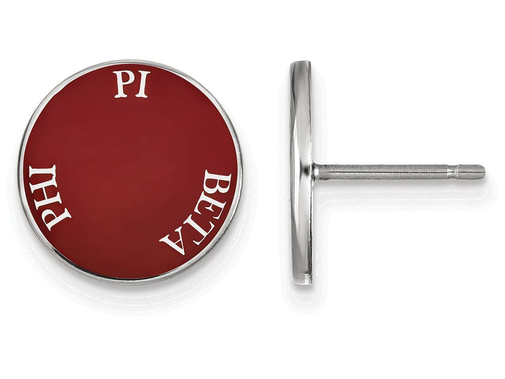 LogoArt Sterling Silver Pi Beta Phi Enameled Post Earrings