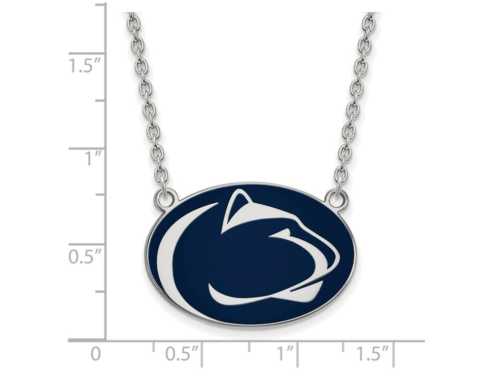 LogoArt Sterling Silver Penn State University Large Enamel Pendant Necklace
