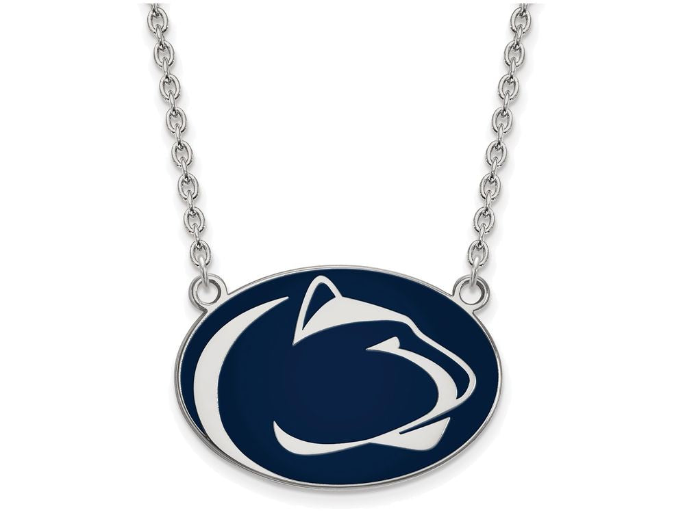 LogoArt Sterling Silver Penn State University Large Enamel Pendant Necklace