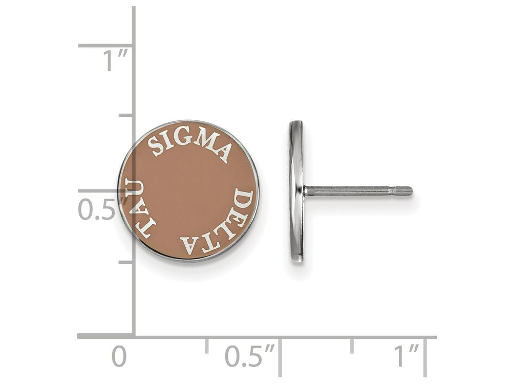 LogoArt Sterling Silver Sigma Delta Tau Enameled Post Earrings