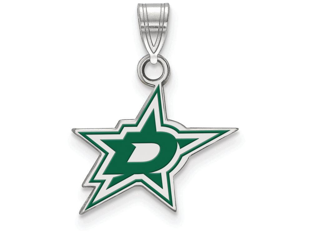 Logoart 925 Sterling Silver Dallas Stars Small Enamel Pendant