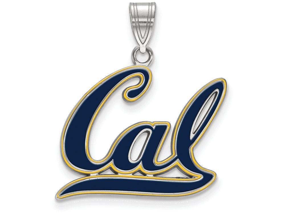 LogoArt Sterling Silver University Of California Berkeley Large Enamel Pendant Necklace
