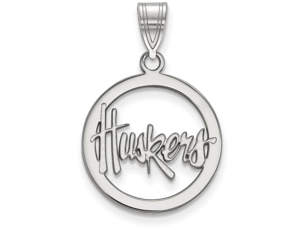 LogoArt Sterling Silver University Of Nebraska Sm Pendant Necklace In Circle