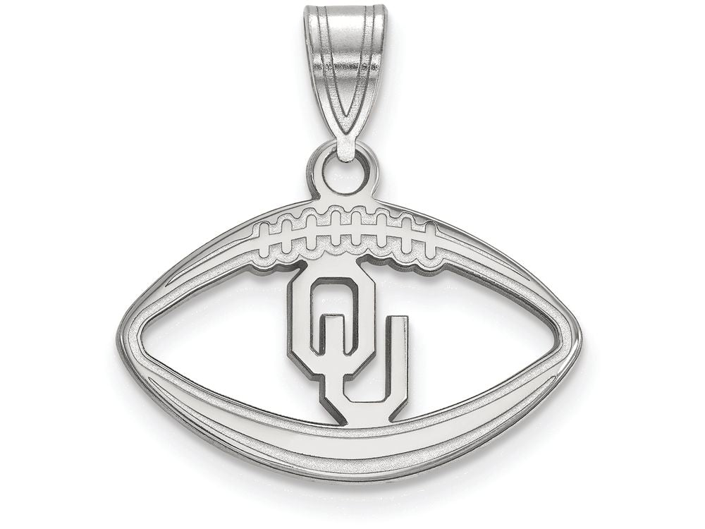 LogoArt Sterling Silver Oklahoma Pendant Necklace In Football